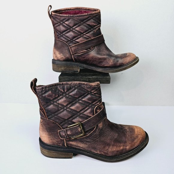 LUCKY BRAND Nordic Quilted Distressed Leather Boots Booties - Size 7M - Picture 3 of 10